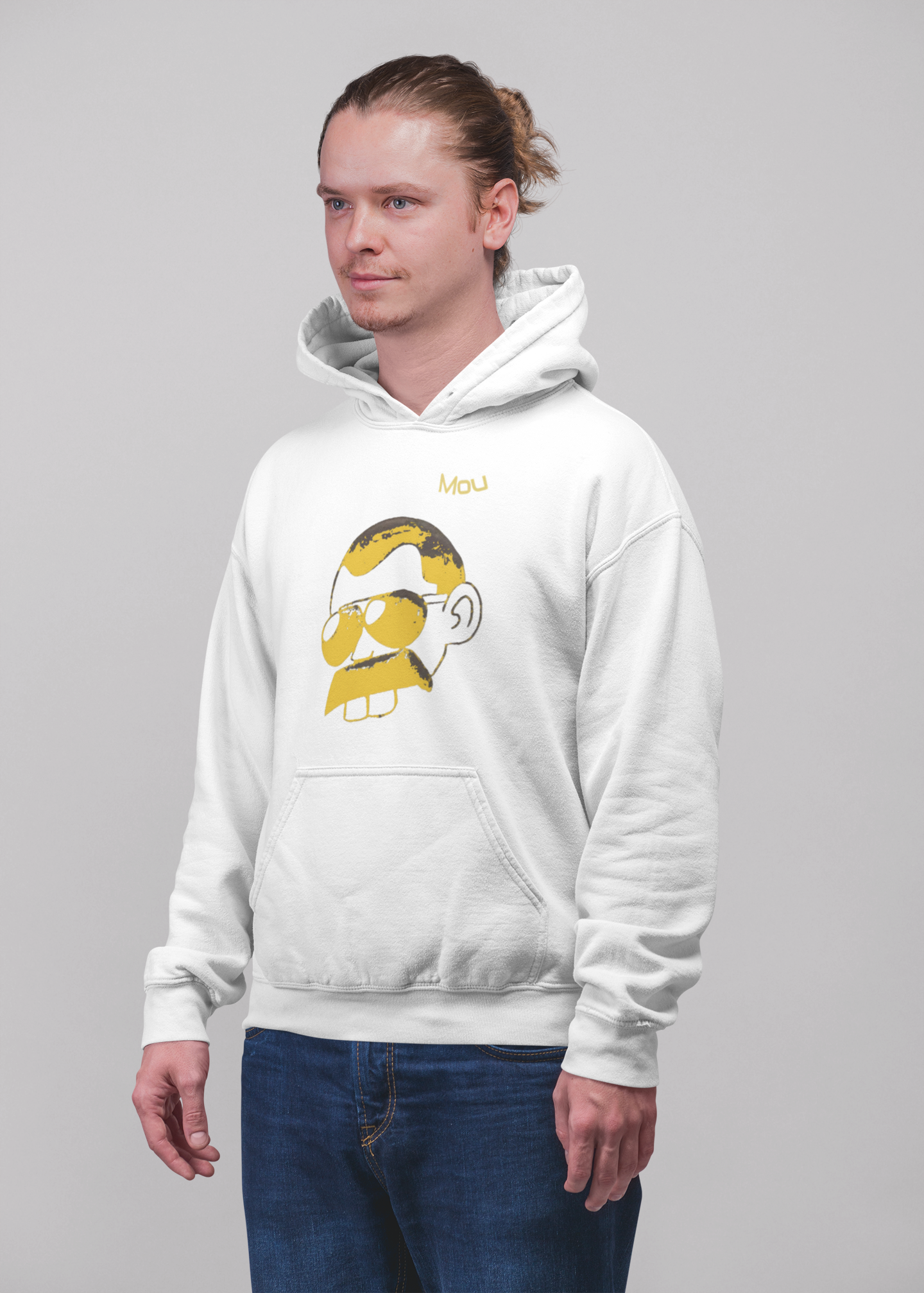 Unisex meme sweatshirt - Mou big logo - B/W - Fun fashion by Mustache Man