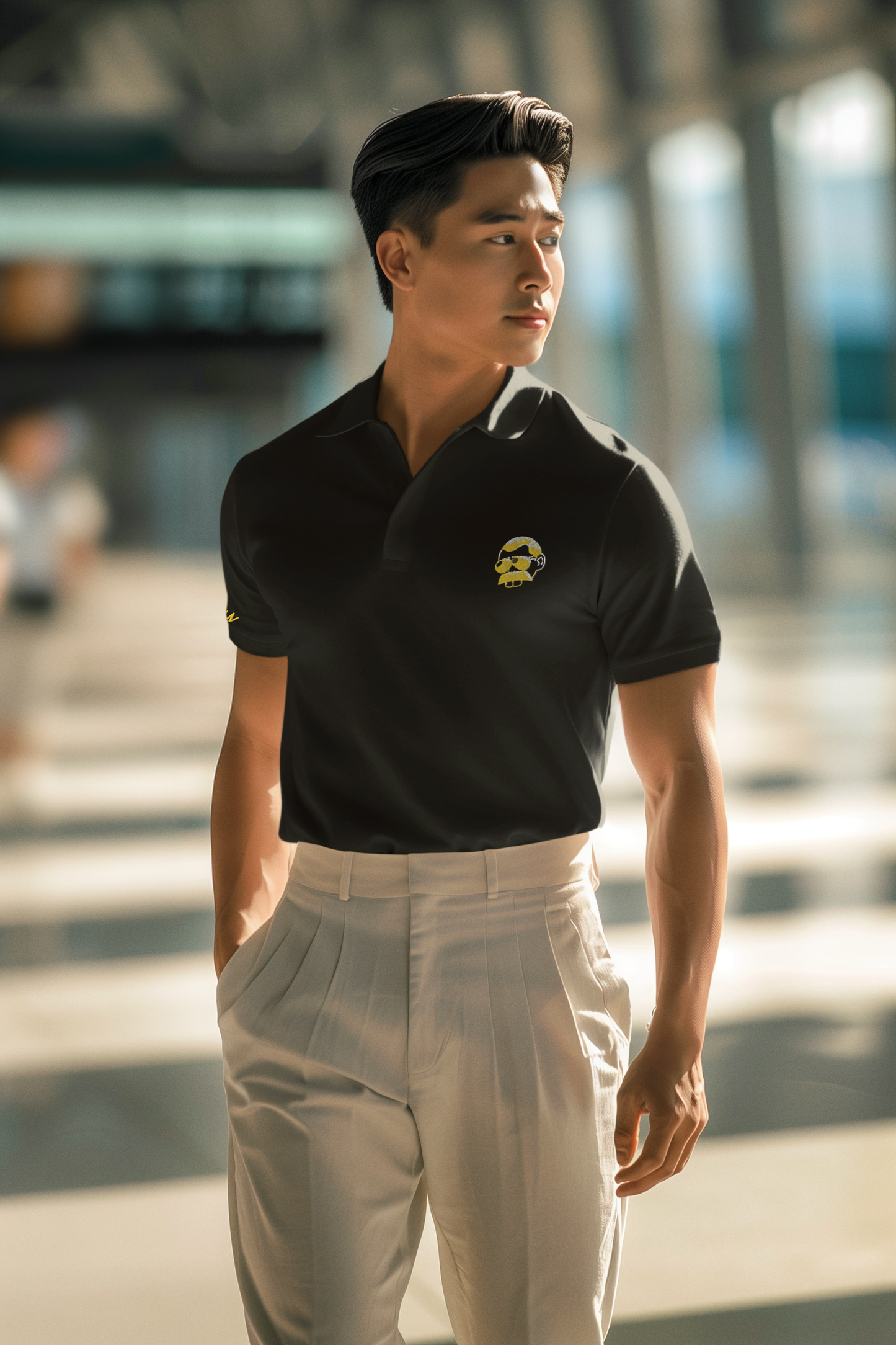 Polo Premium unisex Meme - Brand Logo - Black