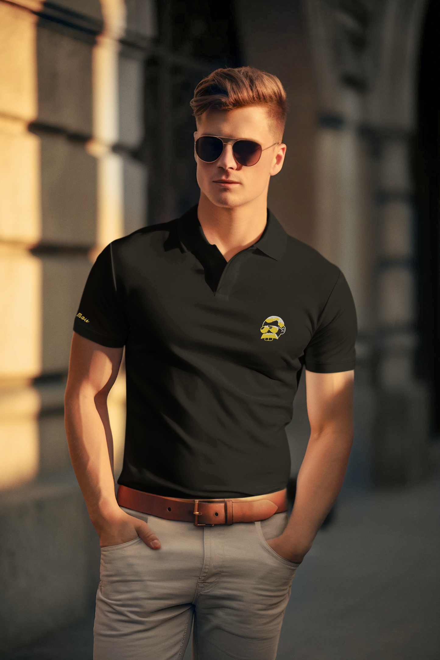Polo Premium unisex Meme - Brand Logo - Black