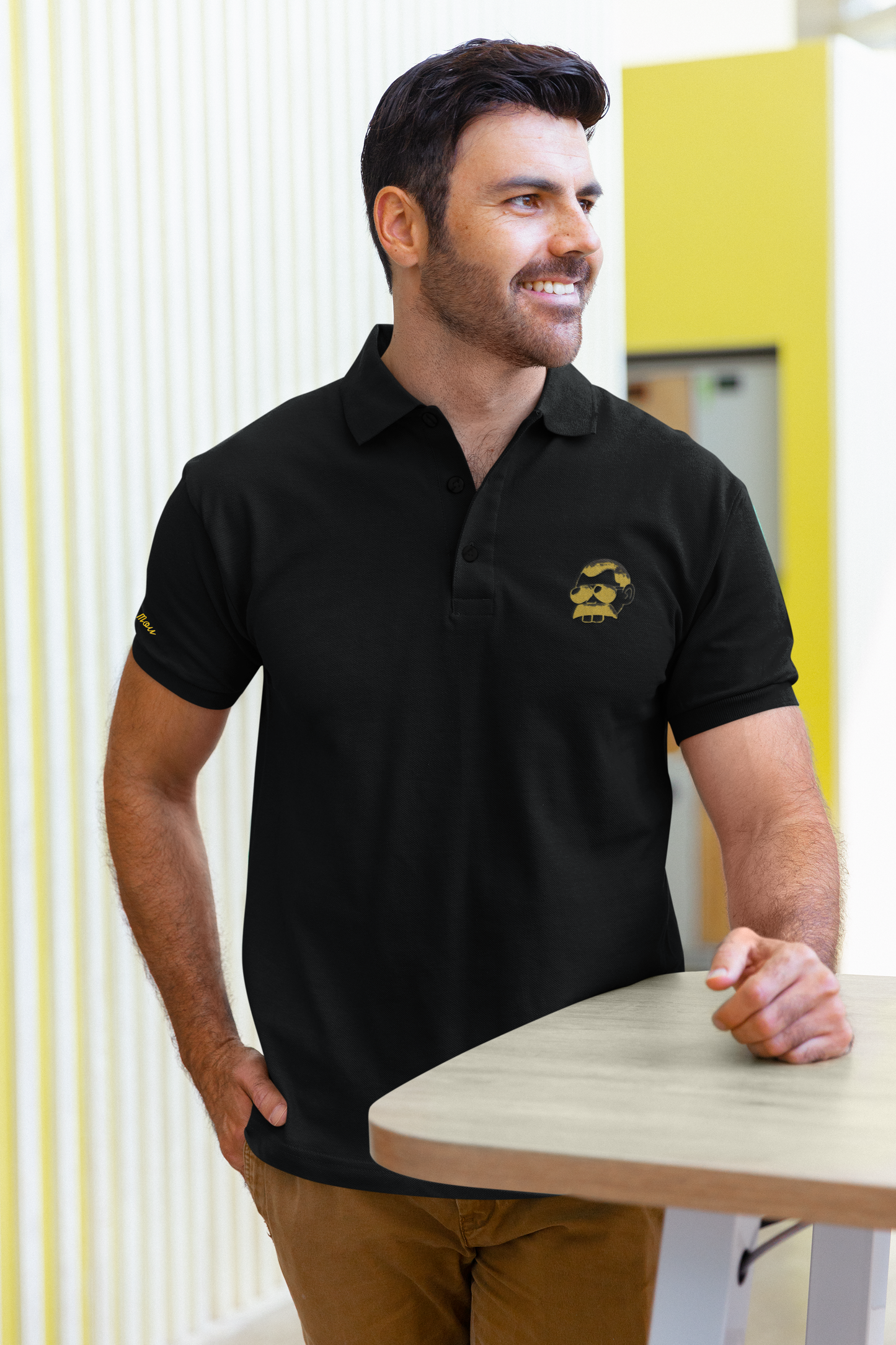 Polo Premium unisex Meme - Brand Logo - Black