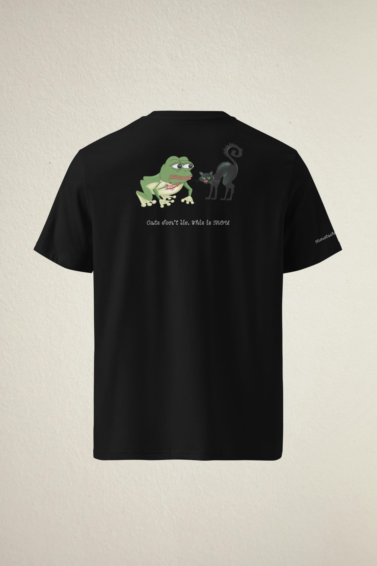 Meme Unisex T-Shirt MOU - Frog and Cat - Organic Cotton - Black