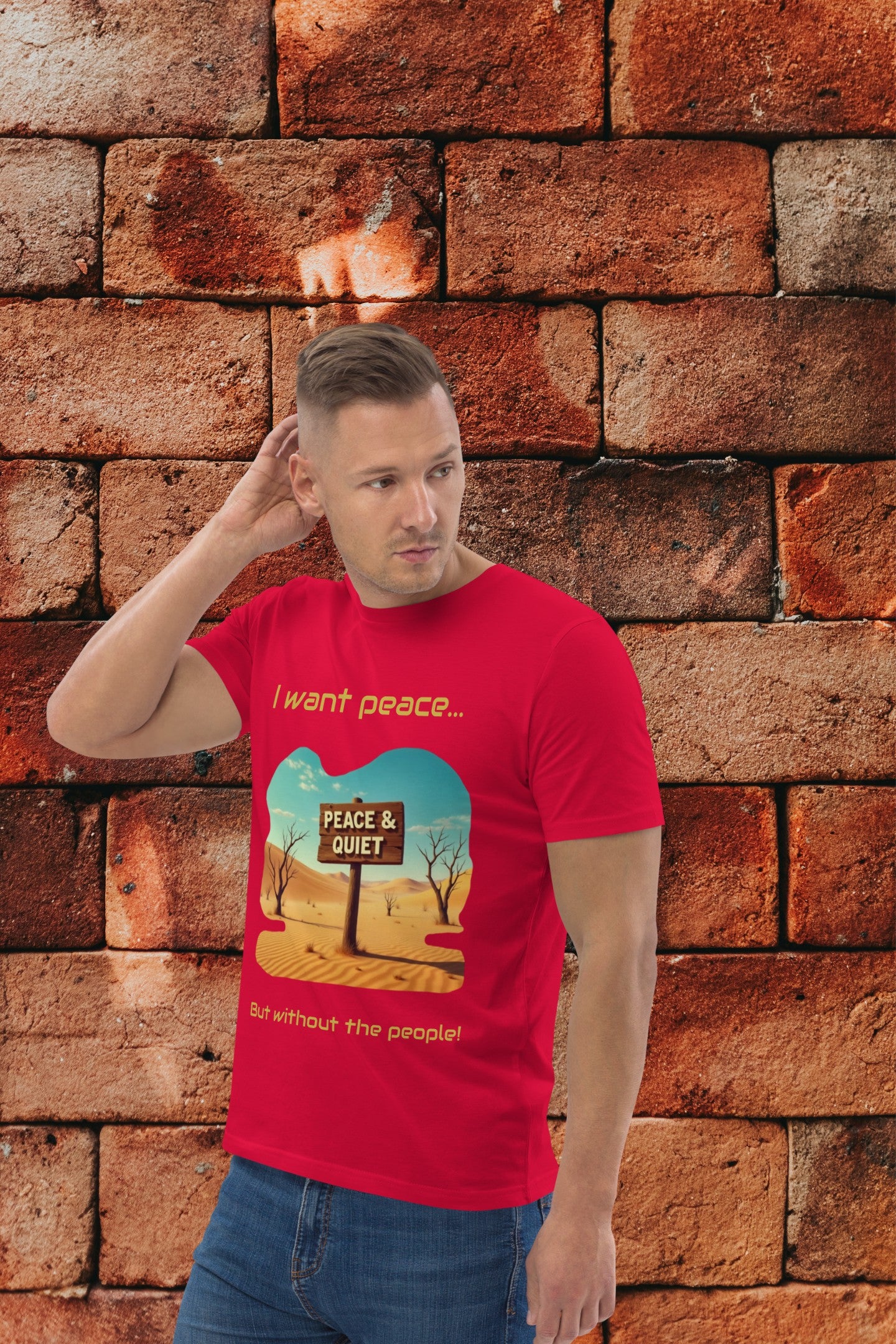 Unisex Meme T-Shirt - Peace - Organic Cotton - Ironic Fashion by Moustache Man