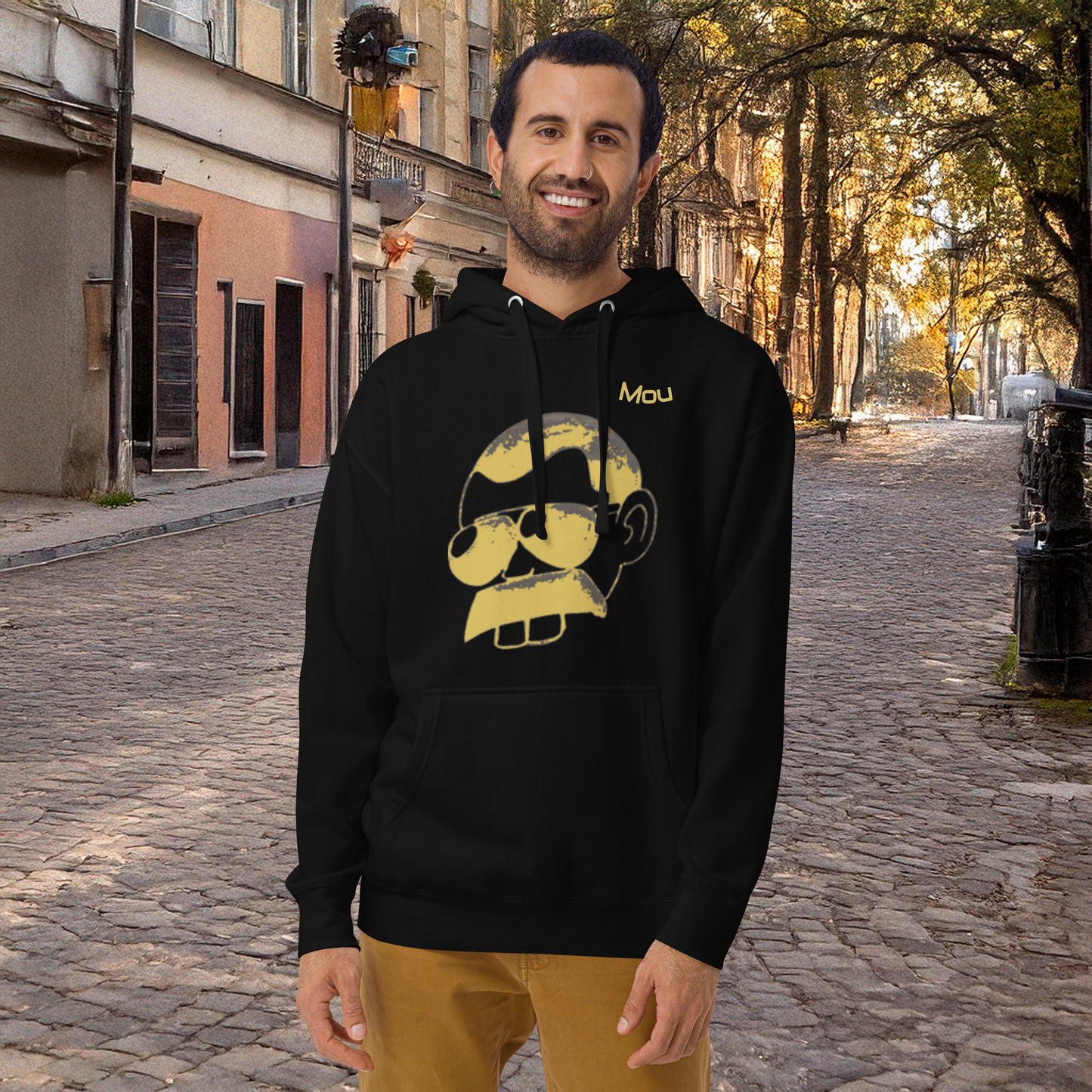 Unisex meme sweatshirt - Mou big logo - B/W - Fun fashion by Mustache Man