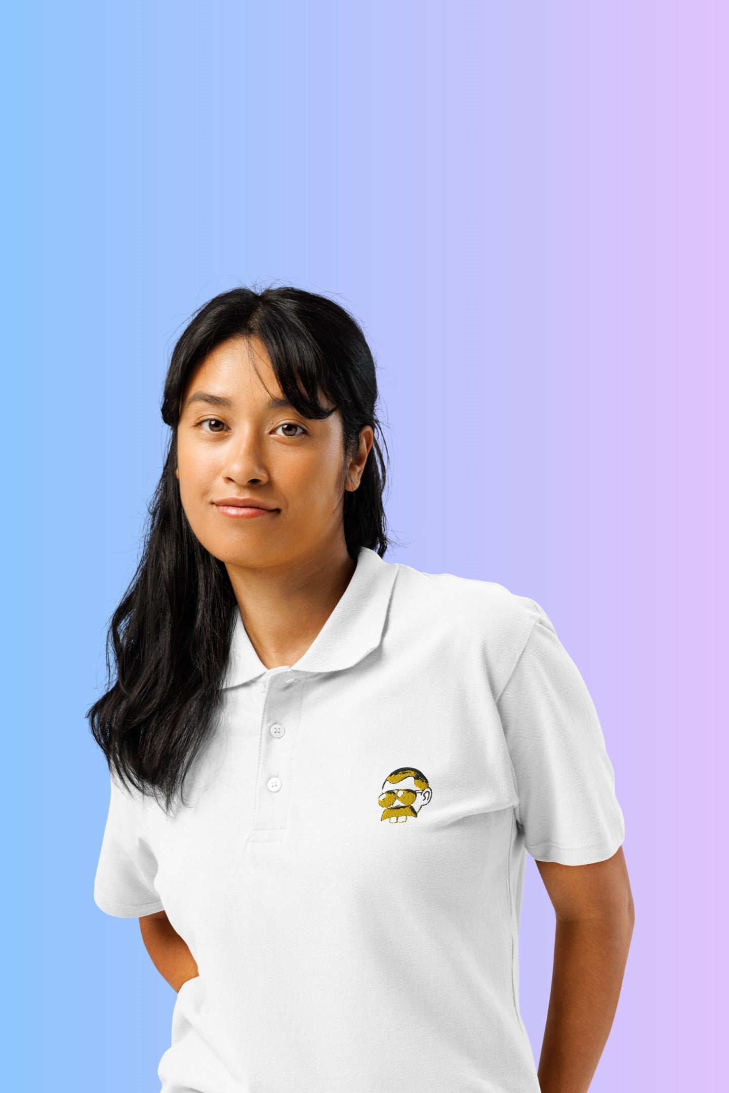 Polo Premium unisex Meme - Brand Logo - White