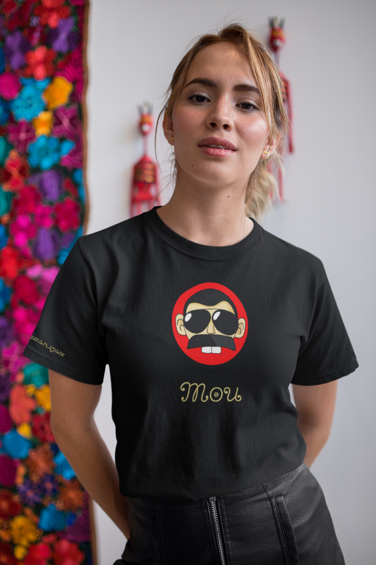 Meme MOU Unisex T-Shirt - Mou Red Logo - Organic Cotton - B/W